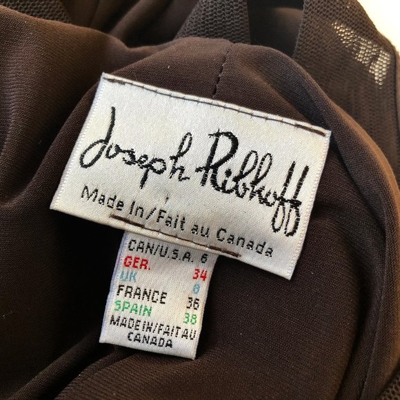 Joseph Ribkoff Cocktail Dress Fit & Flair Brown Tea Length Made in Canada - Picture 8 of 11